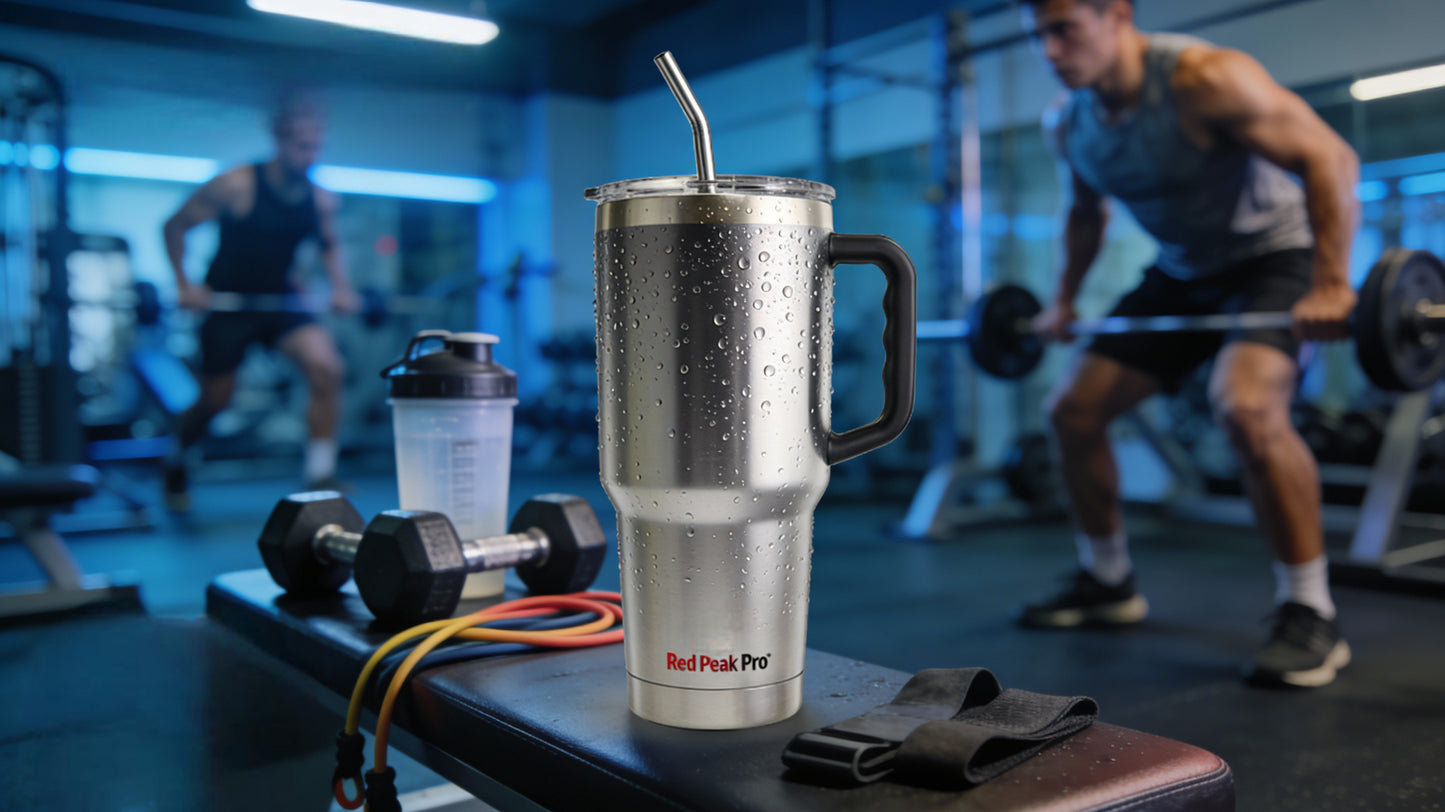 Red Peak Pro 40oz Insulated Tumbler with Handle & Straw